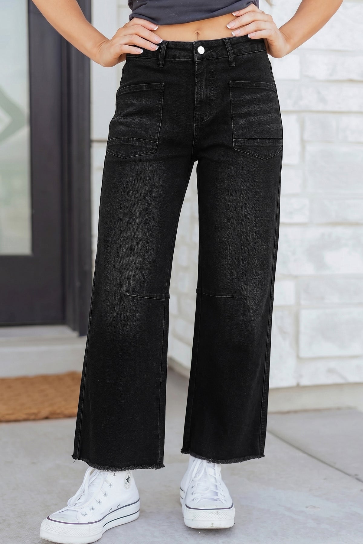 Beau Blue Frayed Cropped Straight Jeans by Dear-Lover Dropshipping