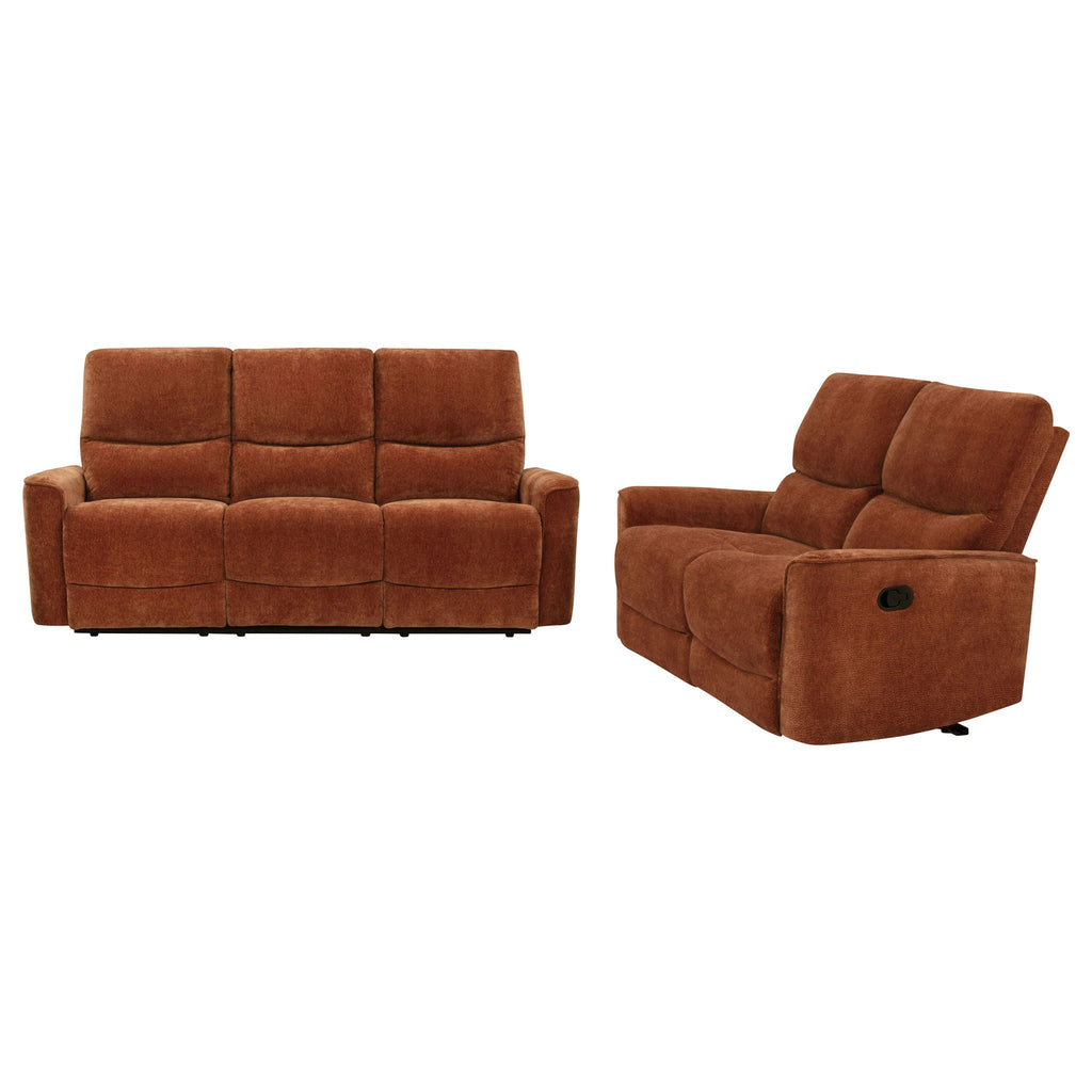 Navarro 2-piece Upholstered Reclining Sofa Set Orange by Unique Piece Furniture