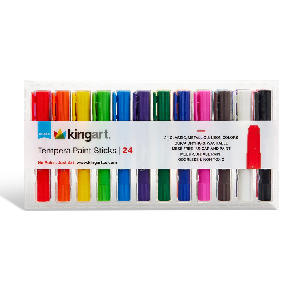 Tempera Paint Thin Sticks, 24 Colors by KINGART