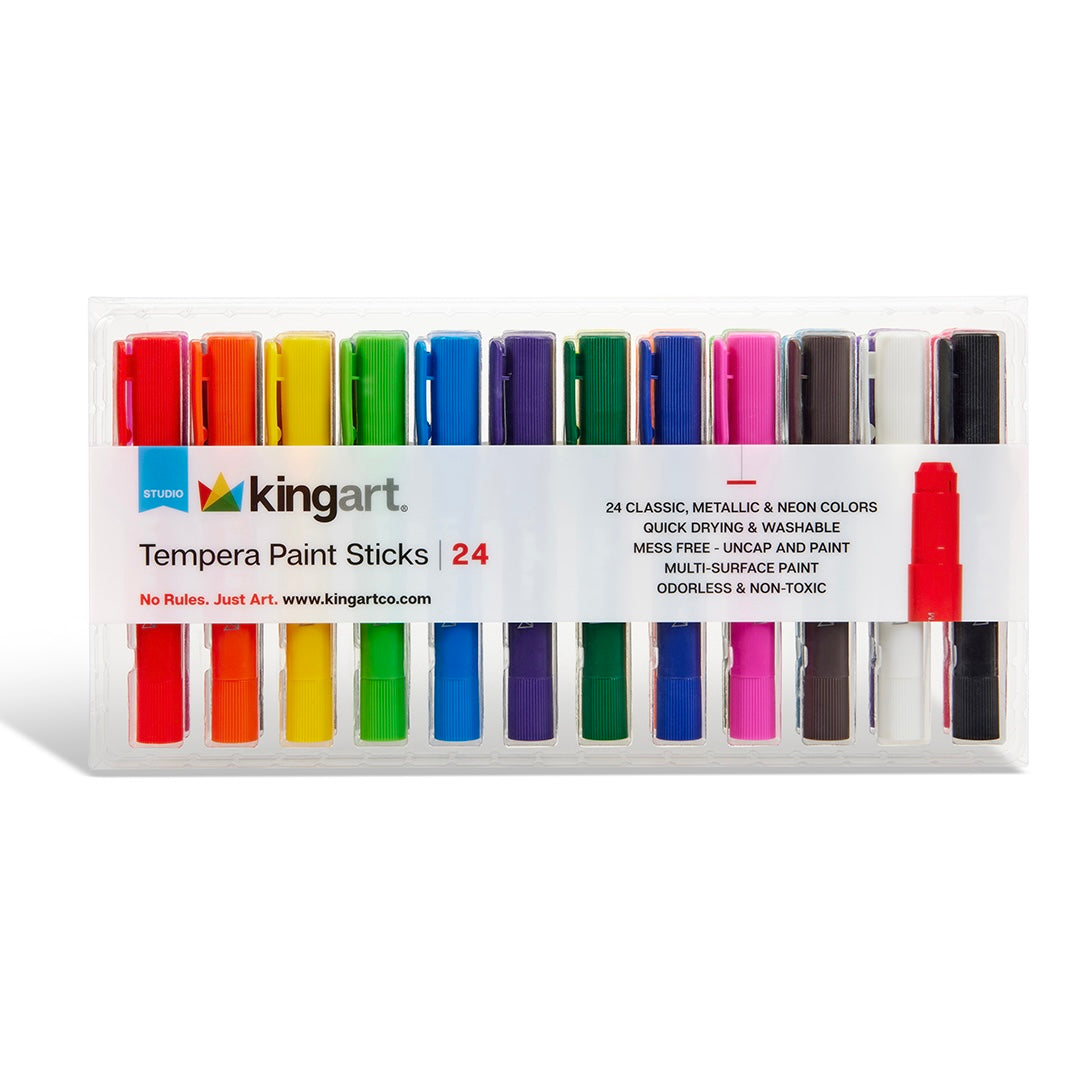 Tempera Paint Thin Sticks, 24 Colors by KINGART