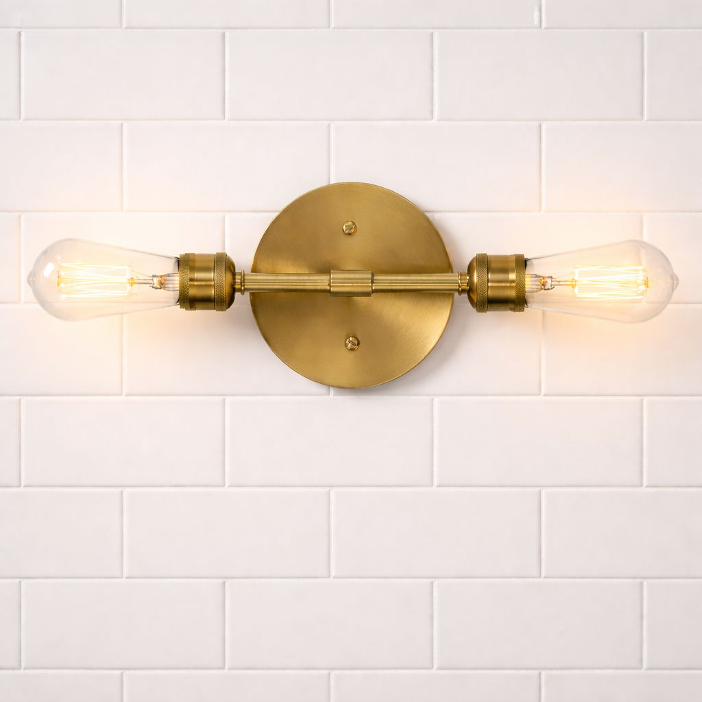 Reverie - Double Lights Bathroom Wall Sconce Over Mirror - Clear / Gold by Unique Piece Furniture