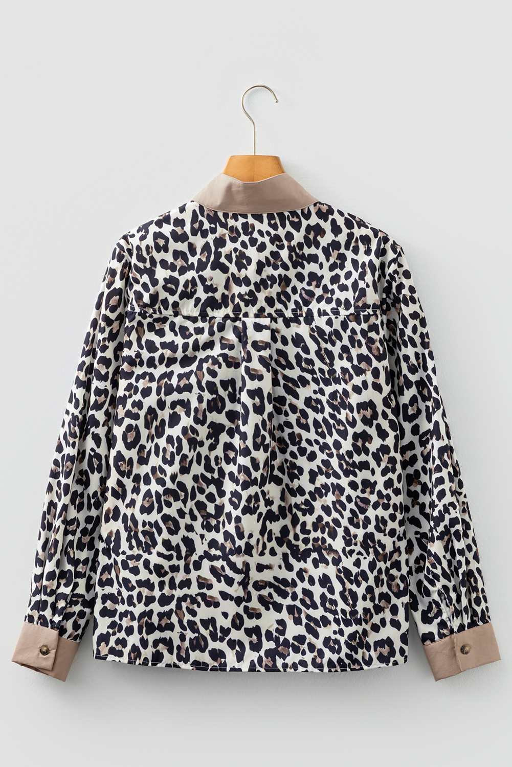 Multicolour Leopard Print Contrast Patchwork Cuffs Button Collared Top by Wild and Free Boutique