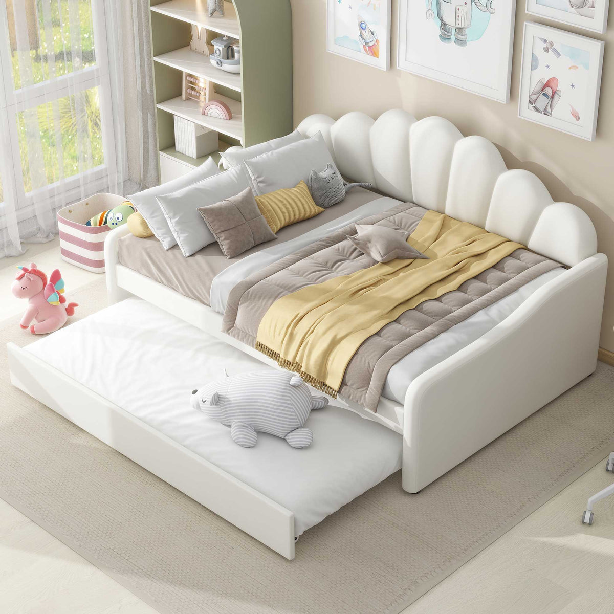 Upholstery Daybed Frame With Shell Shaped Backrest by Unique Piece Furniture