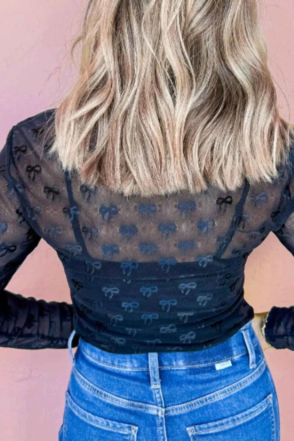 Bow Round Neck Long Sleeve Top by Wild and Free Boutique