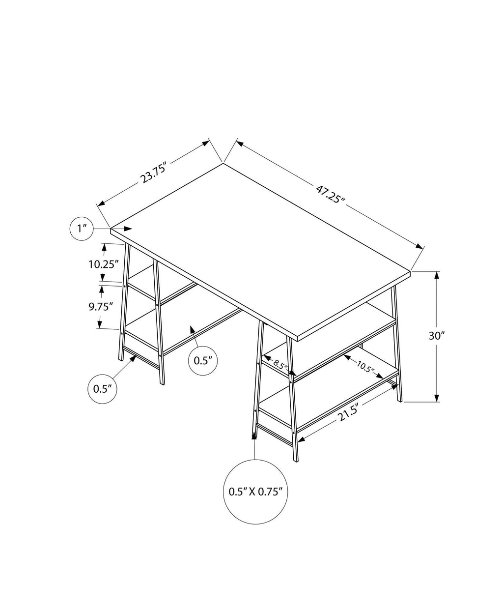 Computer Desk For Home Office, Laptop, Storage Shelves, Contemporary & Modern by Unique Piece Furniture