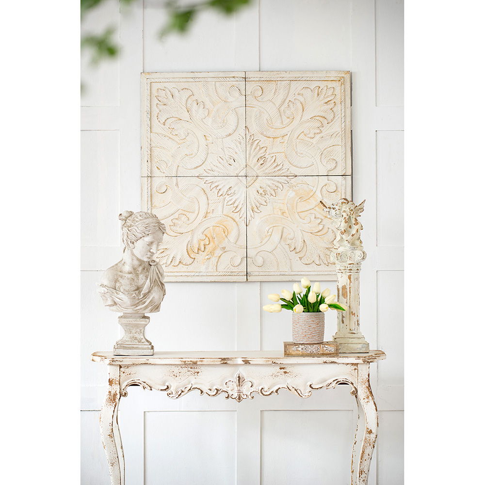 Distressed Wooden Square Wall Panels (Set of 4) - White by Unique Piece Furniture