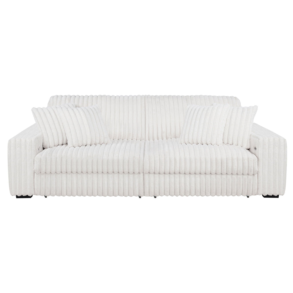 Jacana Corduroy Upholstered Dual Power Chaise Sofa Ivory by Unique Piece Furniture