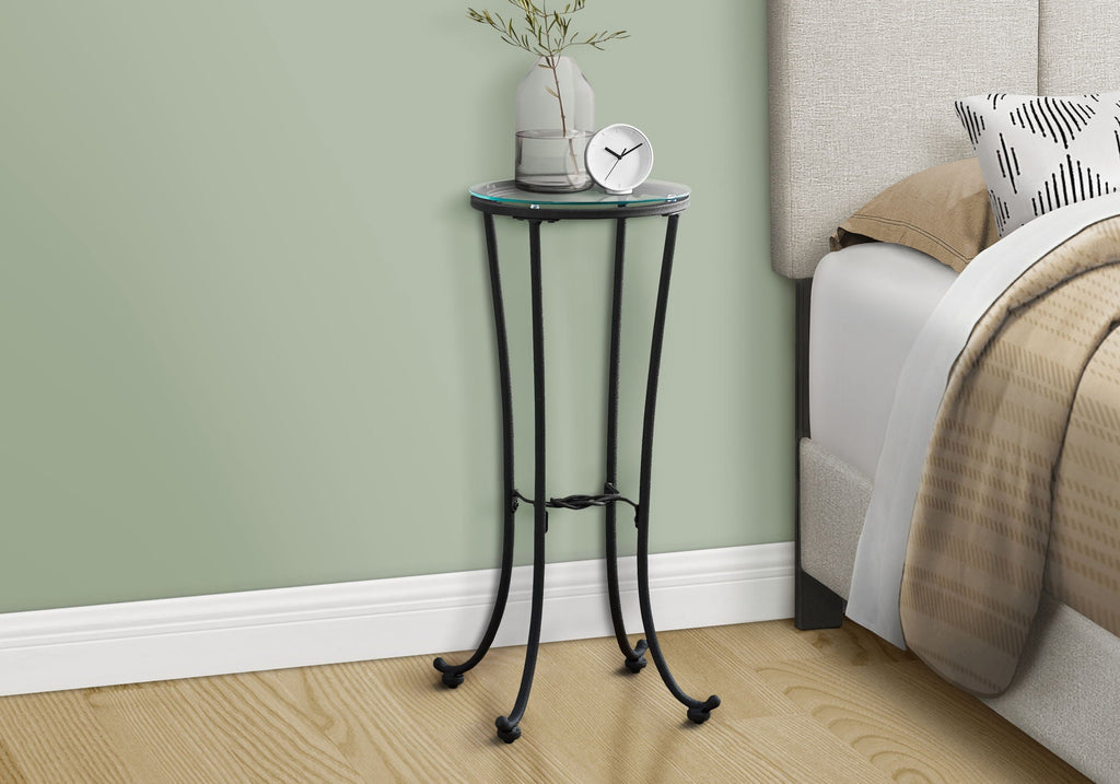 Accent Side Table, Plant Stand, Round, Contemporary & Modern - Black by Unique Piece Furniture