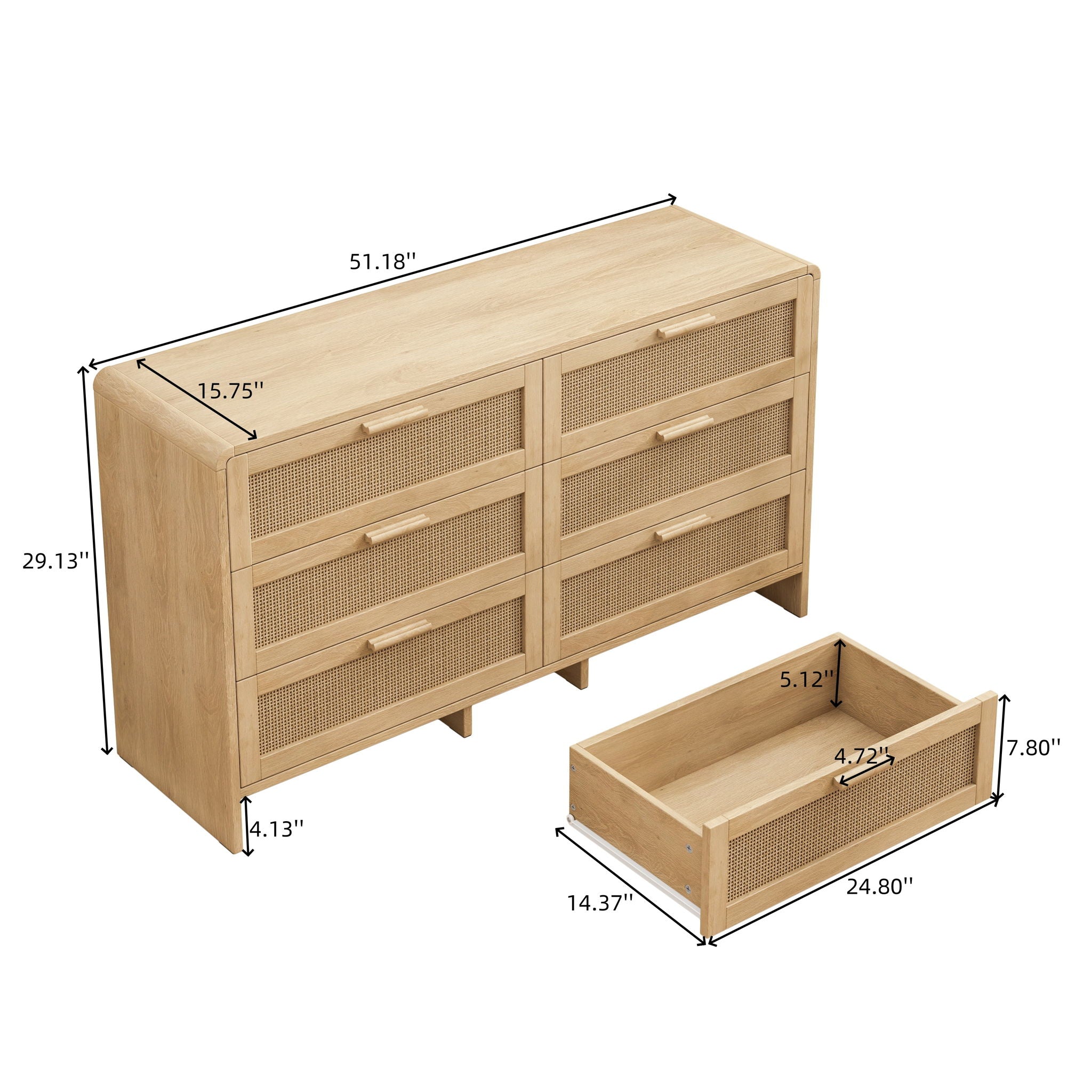 Modern Arc Shaped Corner Rattan Cabinet With 6 Drawers by Unique Piece Furniture