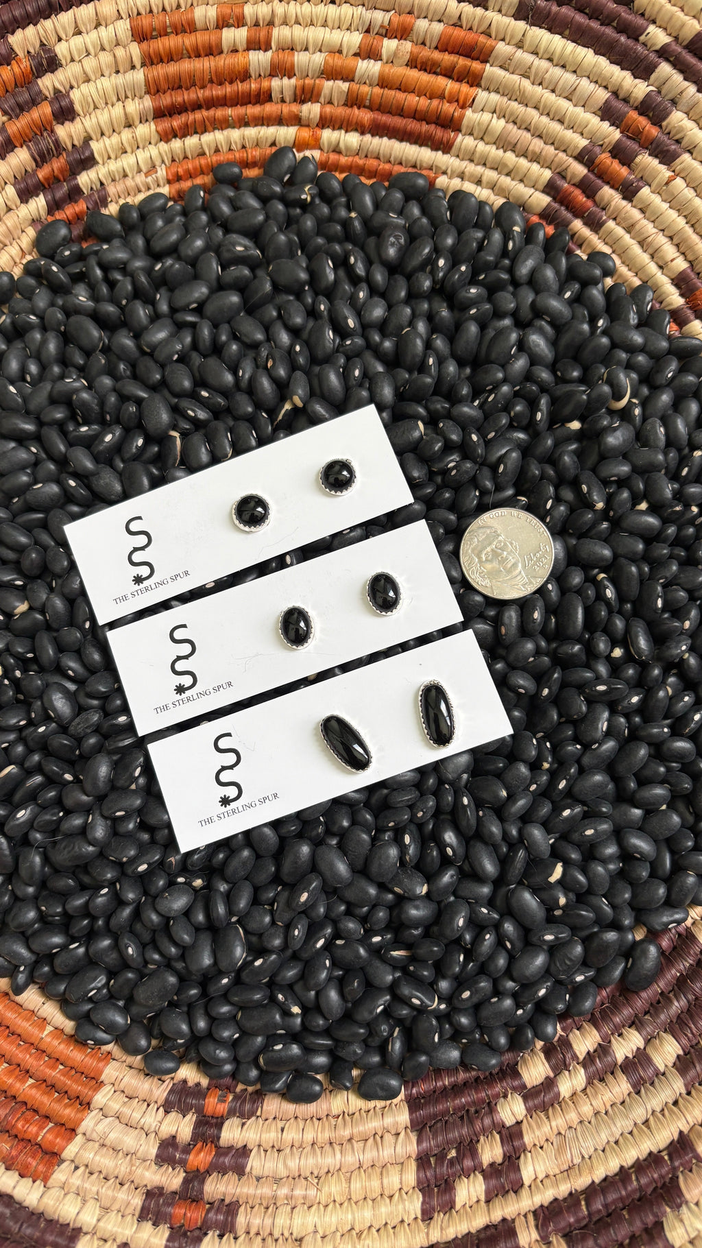BLACK ONYX STUD EARRINGS by The Sterling Spur