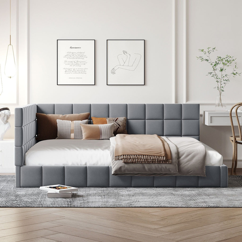 Full Size Upholstered Classic Daybed / Sofa Bed Frame, Elegant Design - Gray by Unique Piece Furniture
