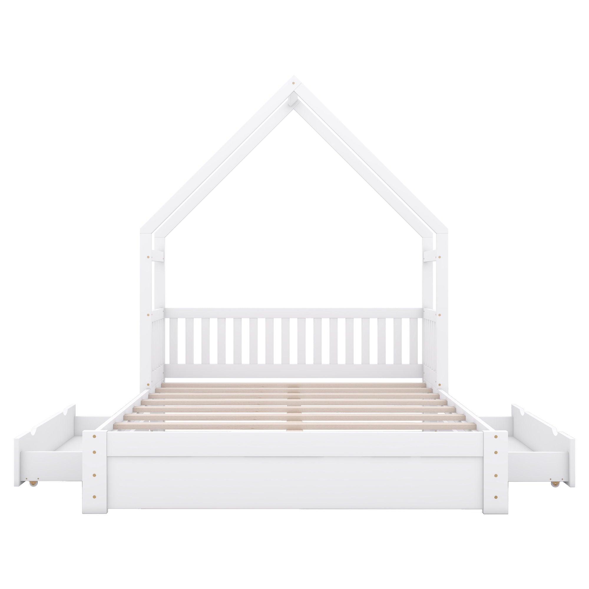 House Style Platform Bed With Guardrail And 2 Drawers by Unique Piece Furniture