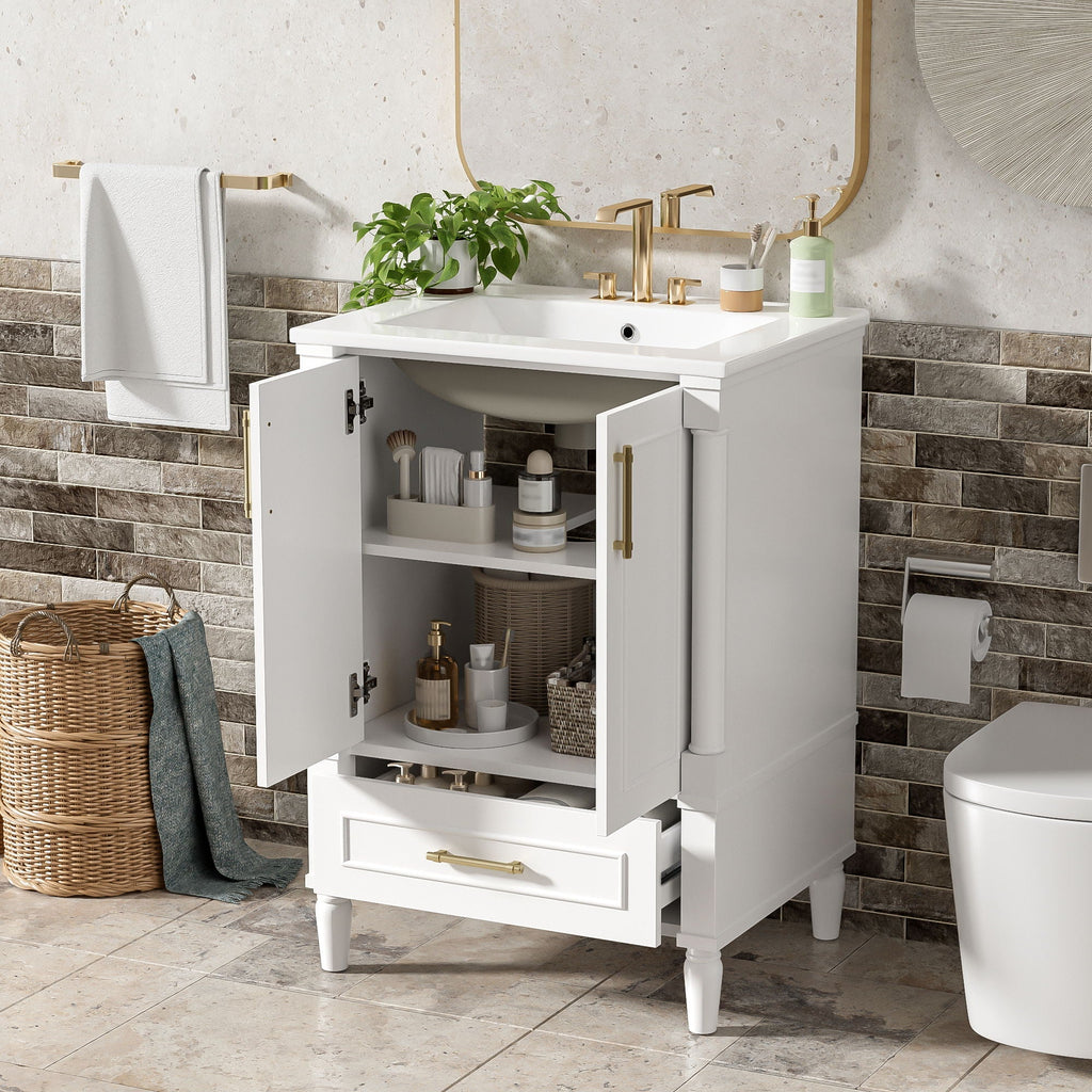 Bathroom Vanity With Ornate French Cylinder Legs, Soft Close Drawer by Unique Piece Furniture