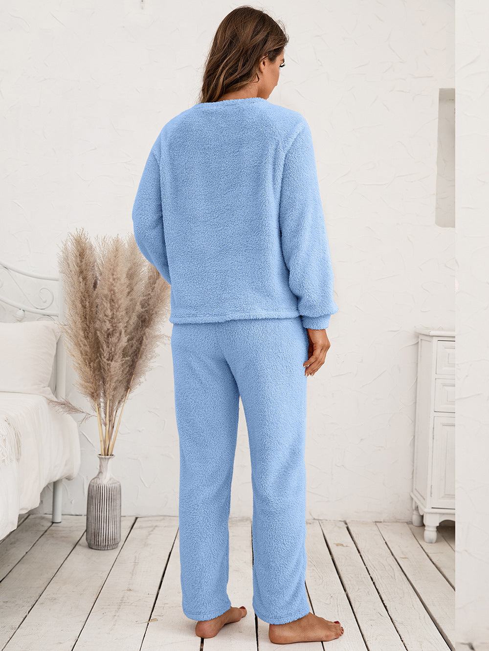 Ivy Lane Teddy Long Sleeve Top and Pants Lounge Set by Wild and Free Boutique