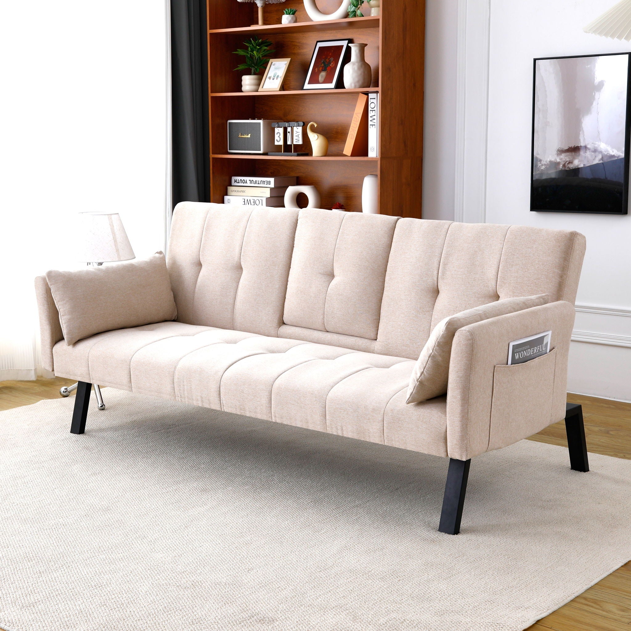Sofa Bed With Foldable Design And Cup Holder by Unique Piece Furniture