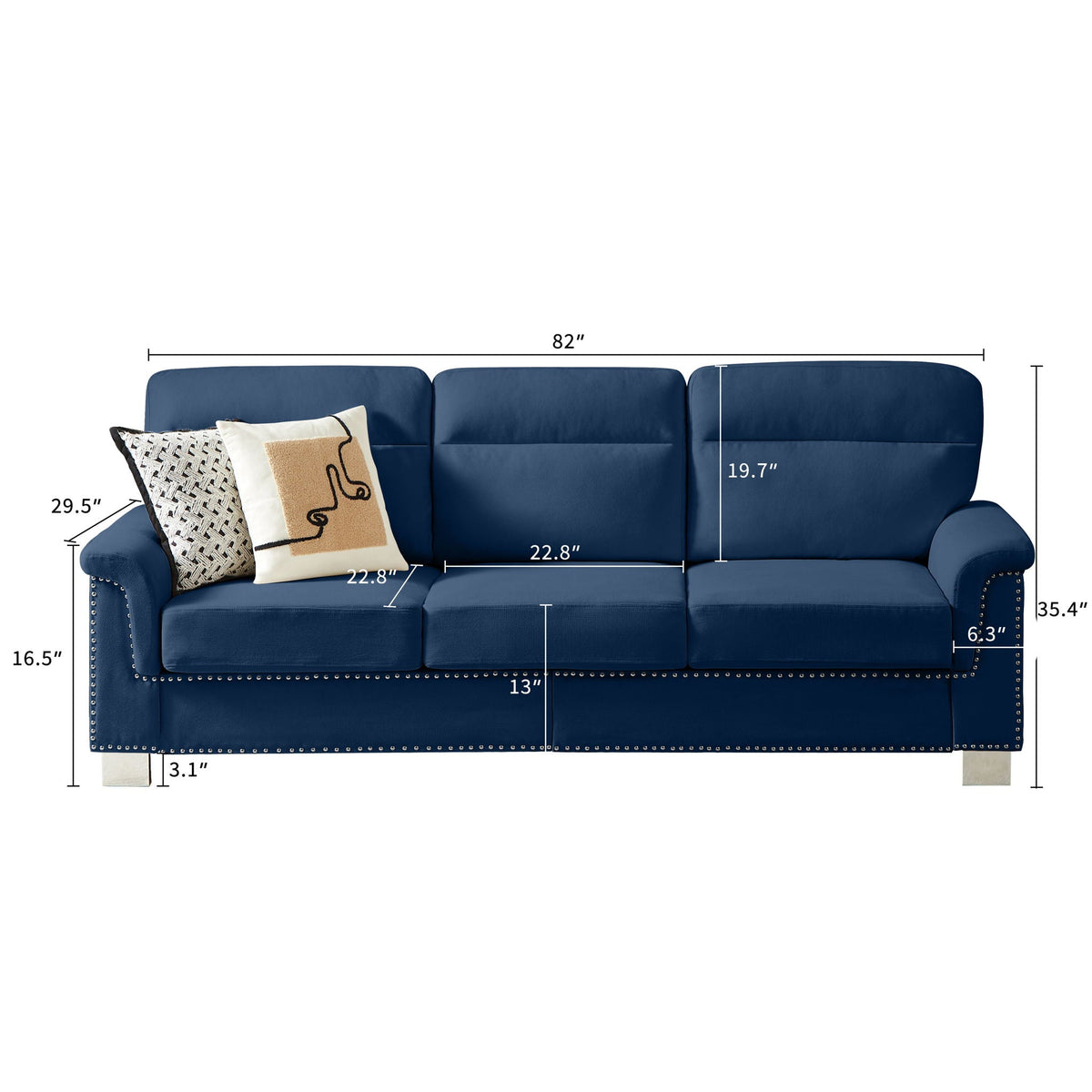 3 Seater Elegant Stationary Sofa by Unique Piece Furniture