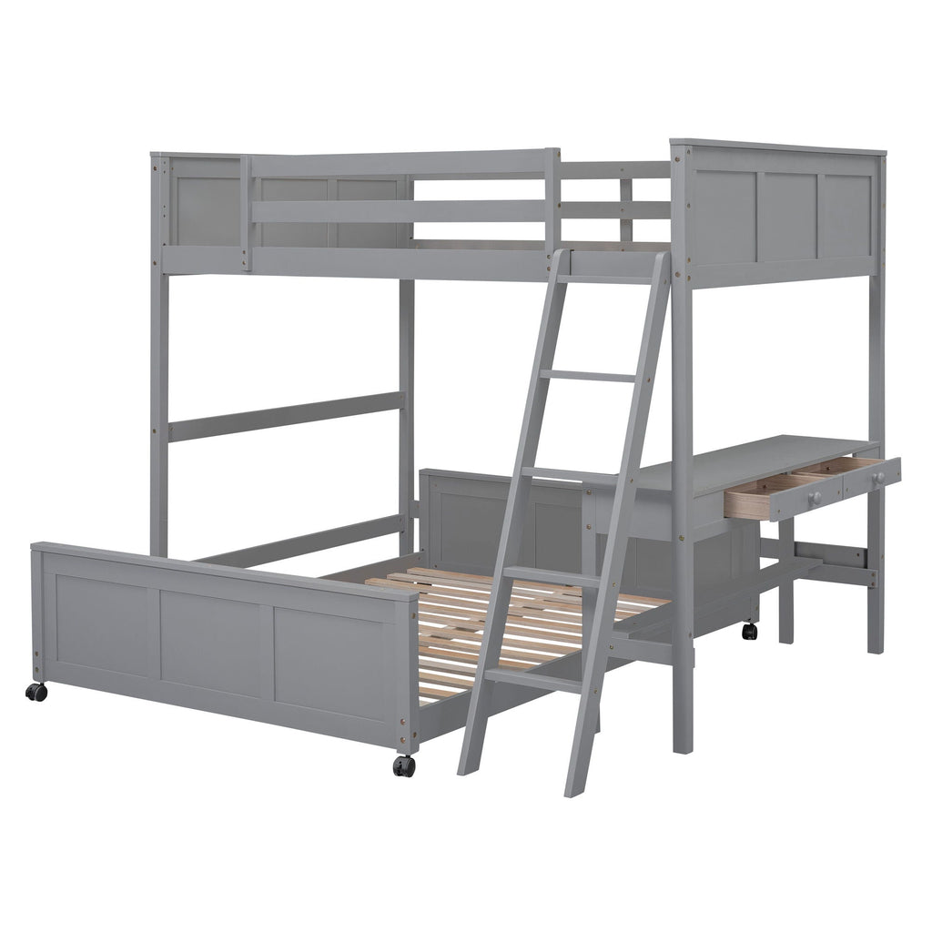 Full Over Full Bunk Bed With Desk by Unique Piece Furniture