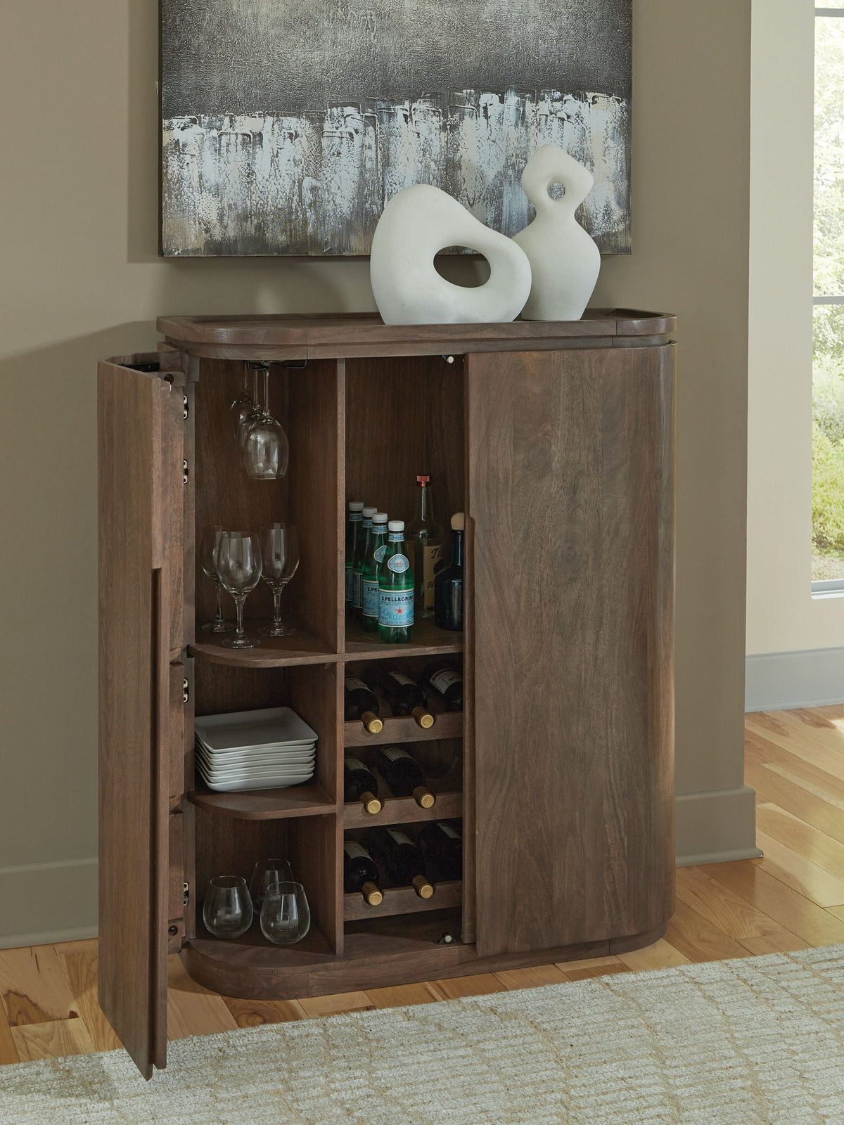 Landermont - Bar Cabinet - Medium Brown by Unique Piece Furniture