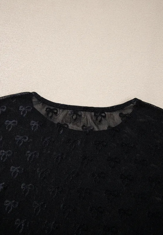 Bow Round Neck Long Sleeve Top by Wild and Free Boutique