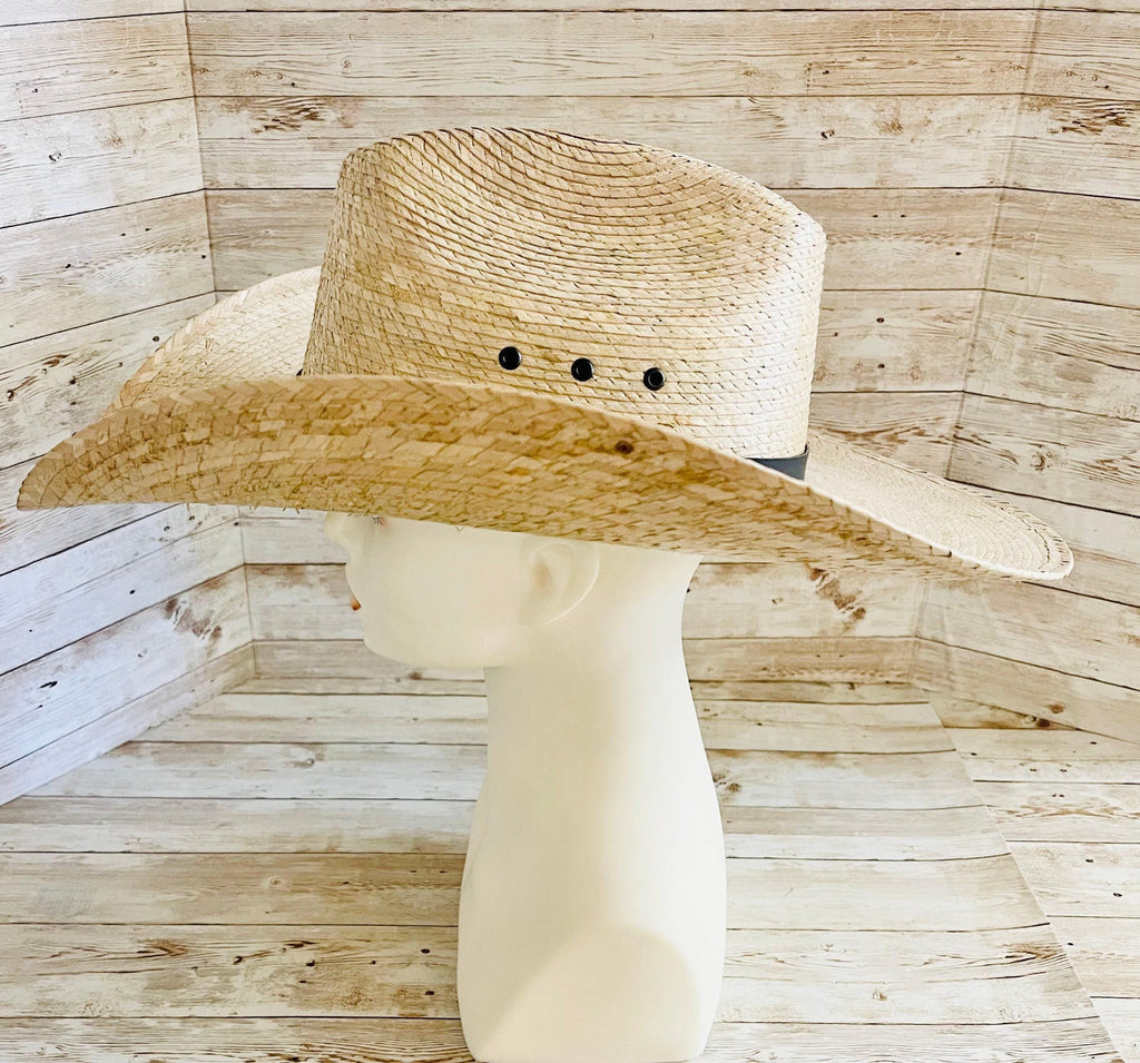 Cowboy Mexican Palm Leaf Straw Hat Sombrero Vaquero Artesanal de Palma by Chica Mexico