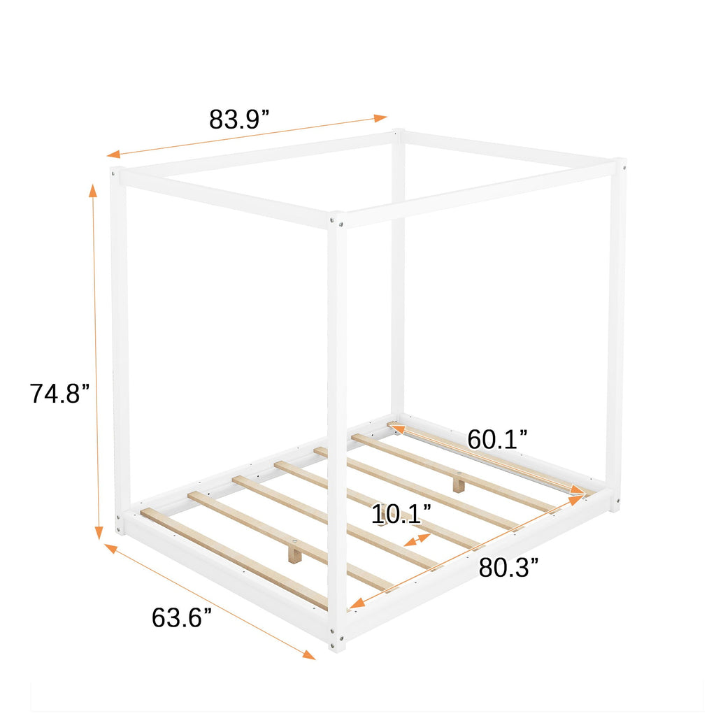 Wood Canopy Platform Bed With Support Legs And Airflow Slats by Unique Piece Furniture