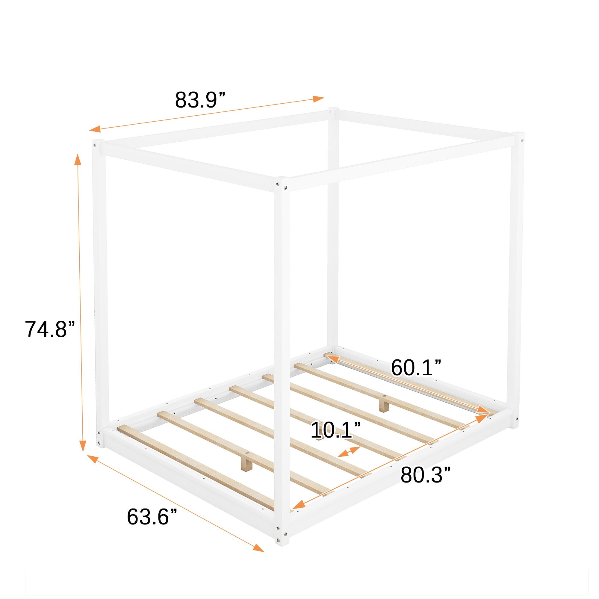 Wood Canopy Platform Bed With Support Legs And Airflow Slats by Unique Piece Furniture