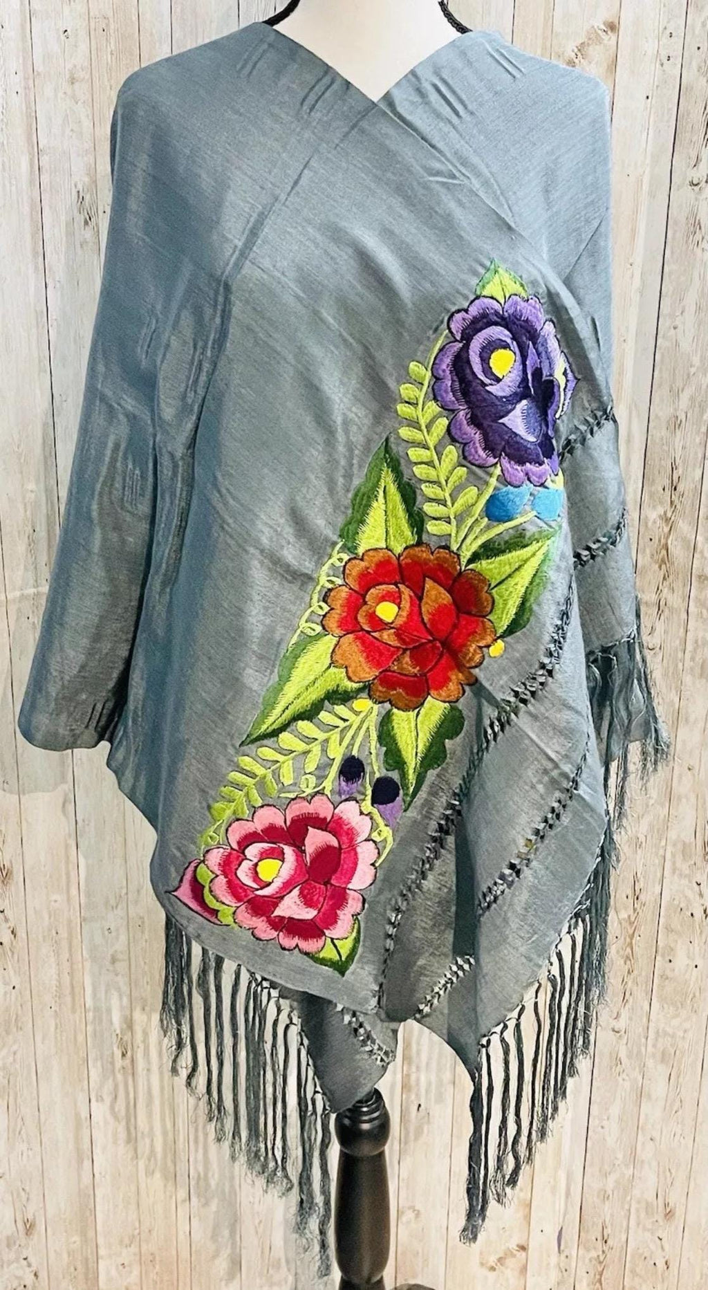 Embroidered Silk Handmade Mexican Shawls Rebosos Bordados en Ceda by Chica Mexico