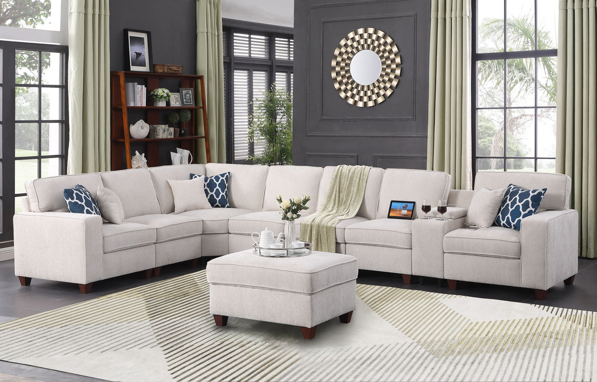 Ted - Sectional Sofa With Ottoman - Beige by Unique Piece Furniture