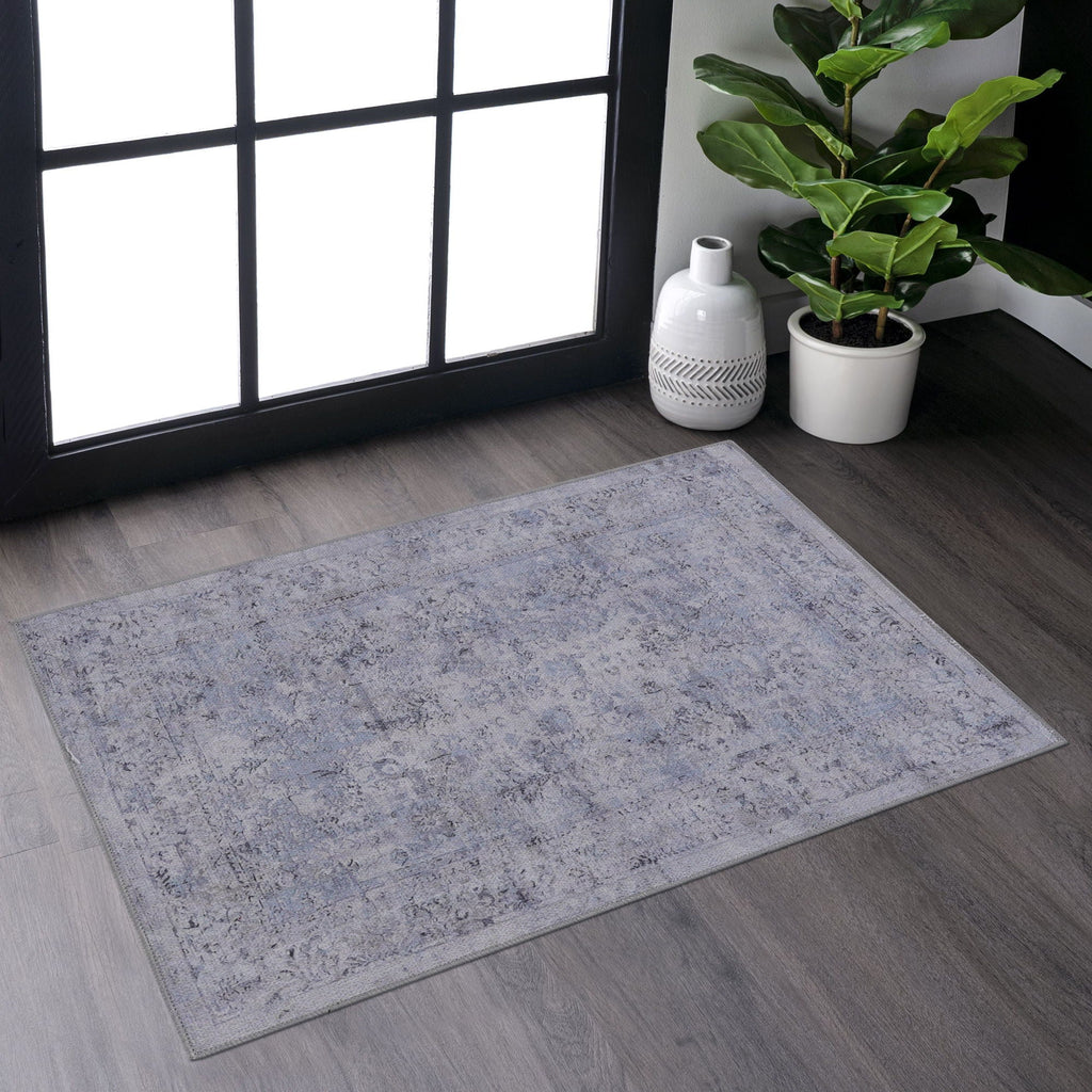 Maval - 2' X 3' Washable Area Rug - Blue / Cream by Unique Piece Furniture