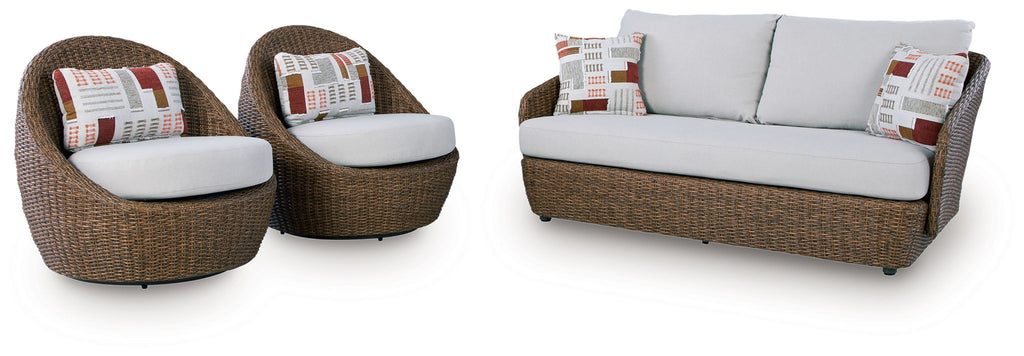 Double Point - Loveseat, Swivel Chairs Set (Set of 3) - Beige by Unique Piece Furniture
