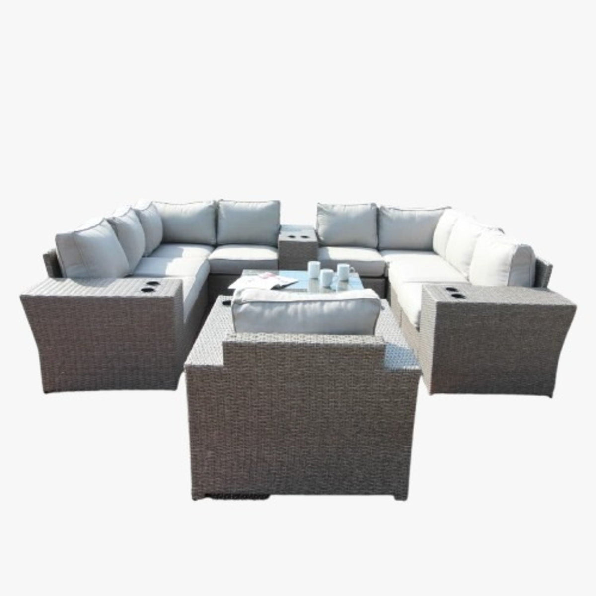 Outdoor Wicker Sectional With Weather Resistant Cushions And Table by Unique Piece Furniture