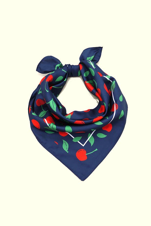 CHERRY SILKY FEEL BANDANA SCARF | 40SC613 CHERRY by Southern Satin