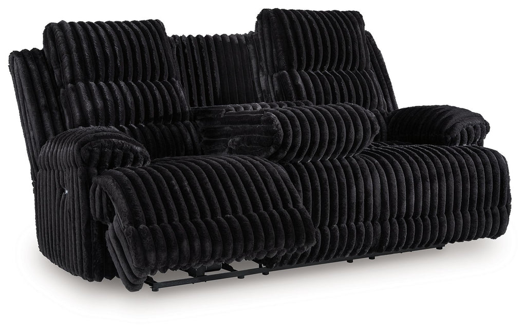 Rhine Falls - Reclining Power Sofa With Drop Down Table - Onyx by Unique Piece Furniture