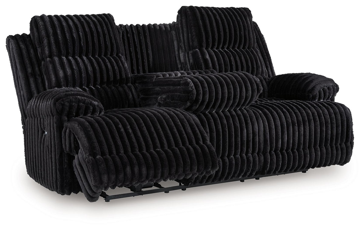 Rhine Falls - Reclining Power Sofa With Drop Down Table - Onyx by Unique Piece Furniture