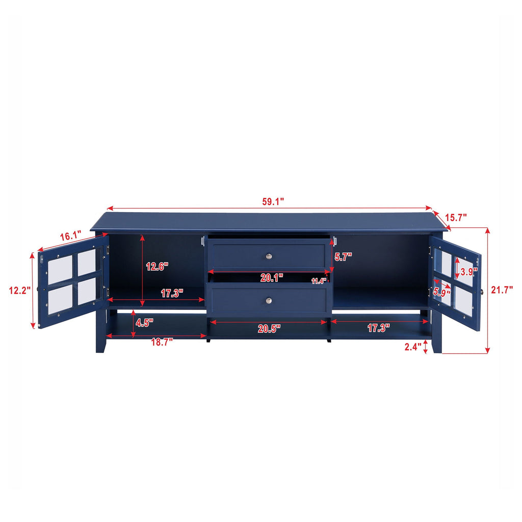 TV Stand, Entertainment Center With Dual Drawers And Hidden Storage, Cabinet With Soft Closing Doors And Sleek Panel Design by Unique Piece Furniture
