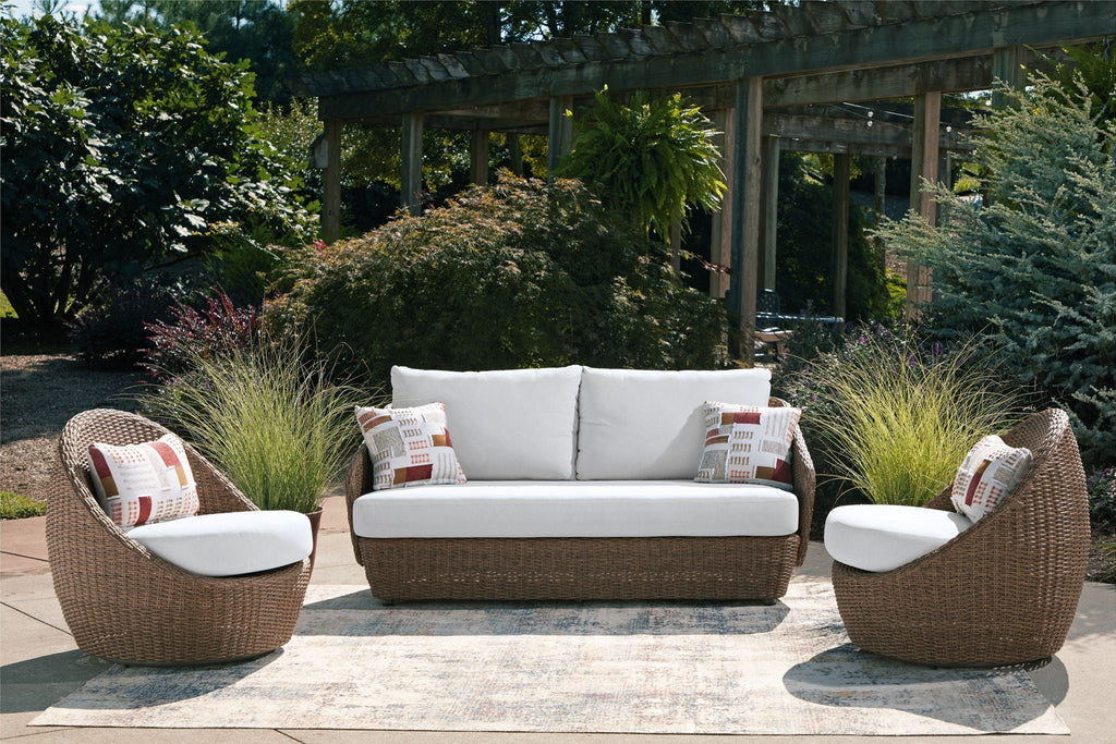 Double Point - Loveseat, Swivel Chairs Set (Set of 3) - Beige by Unique Piece Furniture