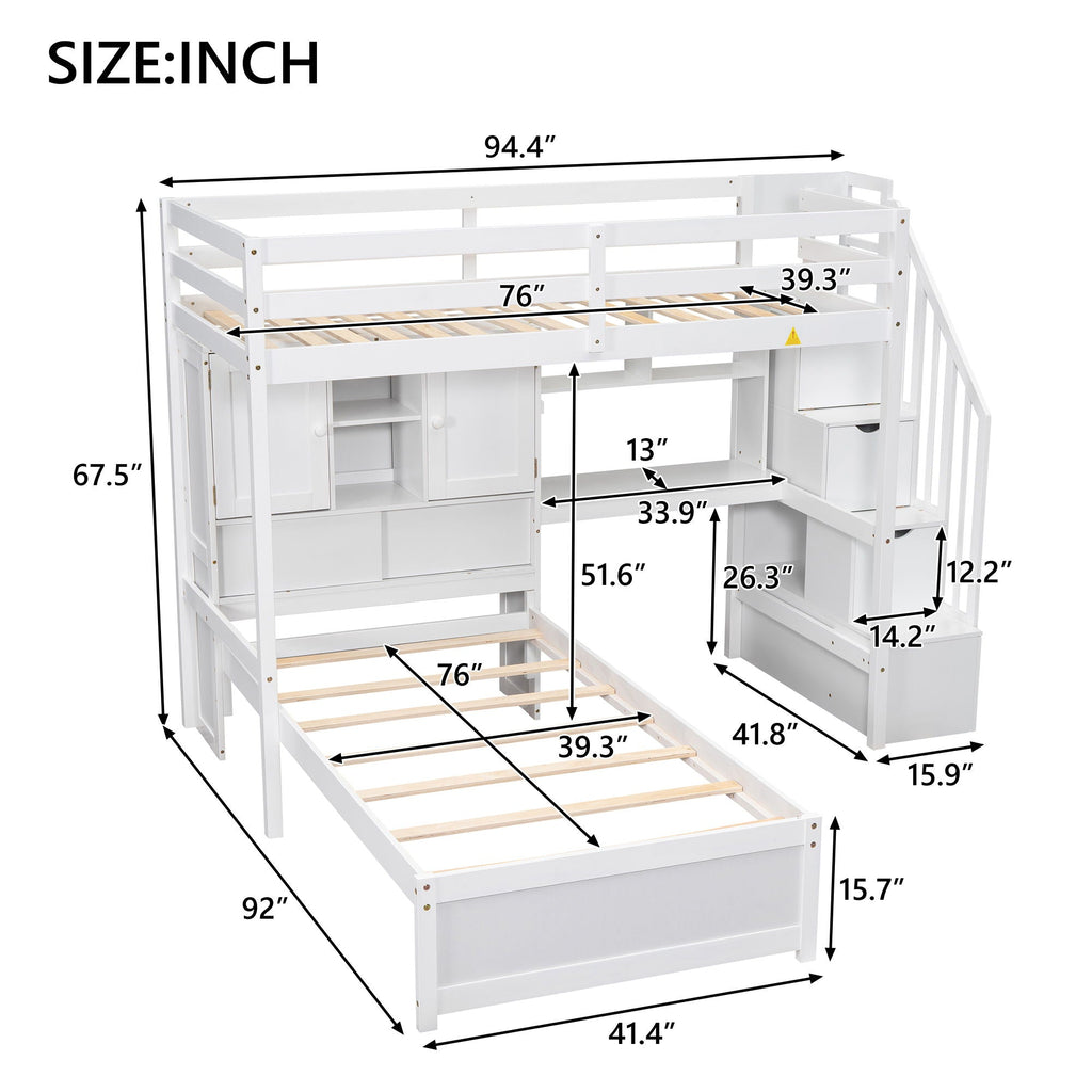 Loft Bed With Built In Desk And Staircase by Unique Piece Furniture