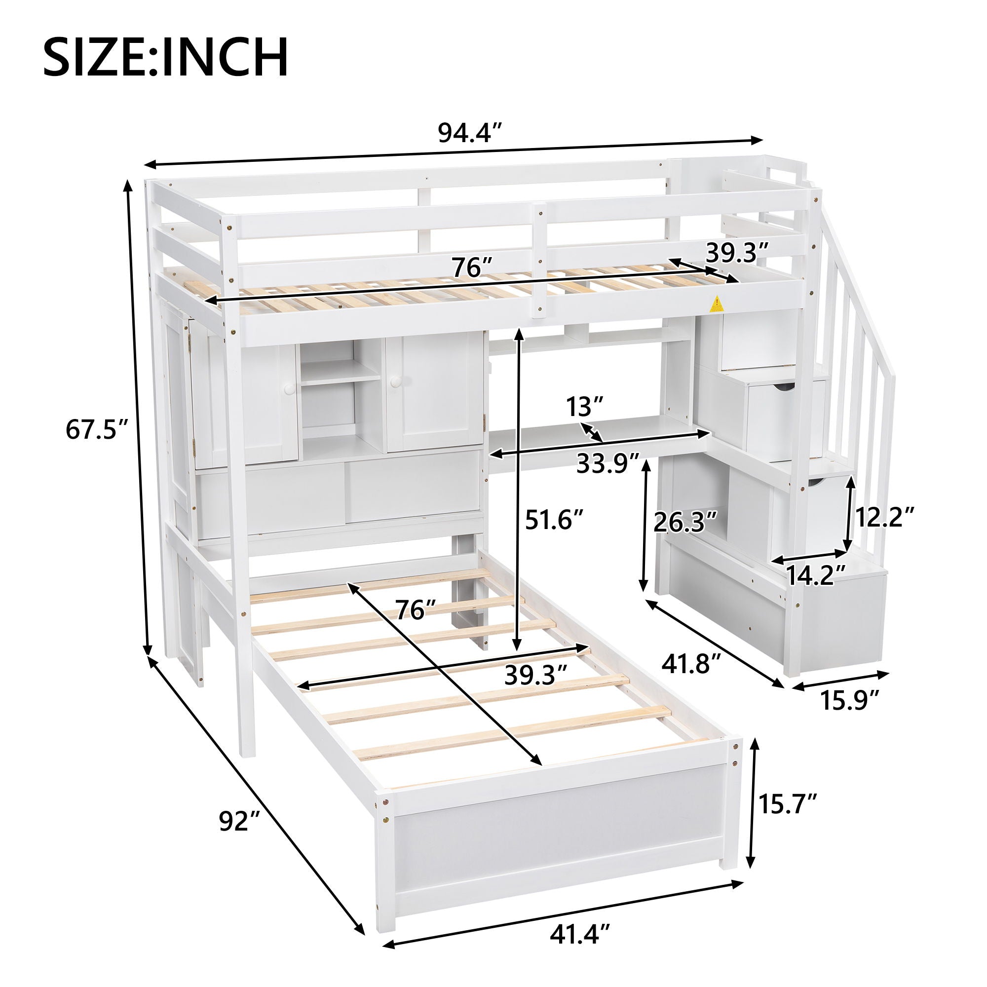 Loft Bed With Built In Desk And Staircase by Unique Piece Furniture