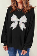 Contrast Bow Round Neck Long Sleeve Sweatshirt by Wild and Free Boutique