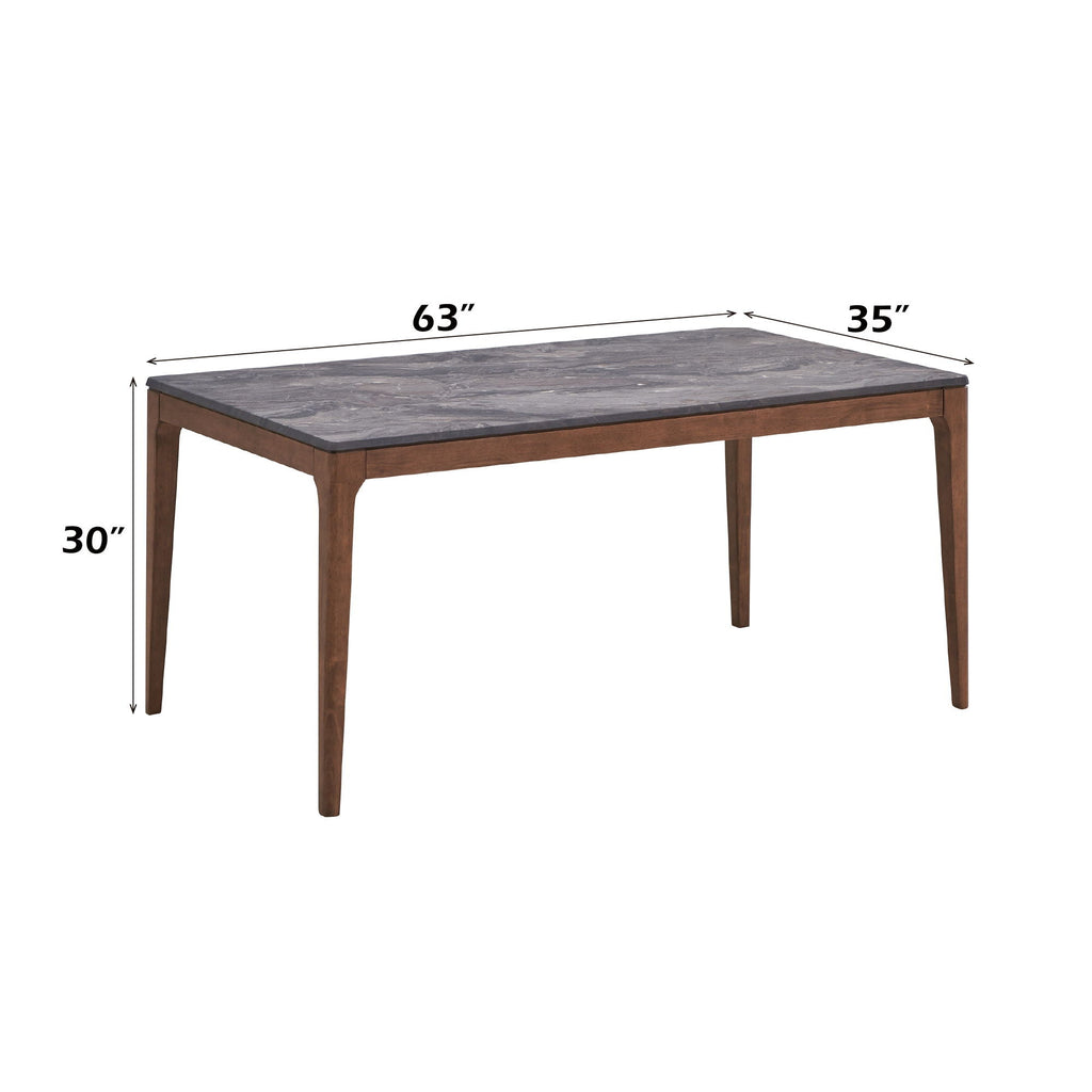 Bevis - Engineered Stone Top Dining Table - Walnut by Unique Piece Furniture