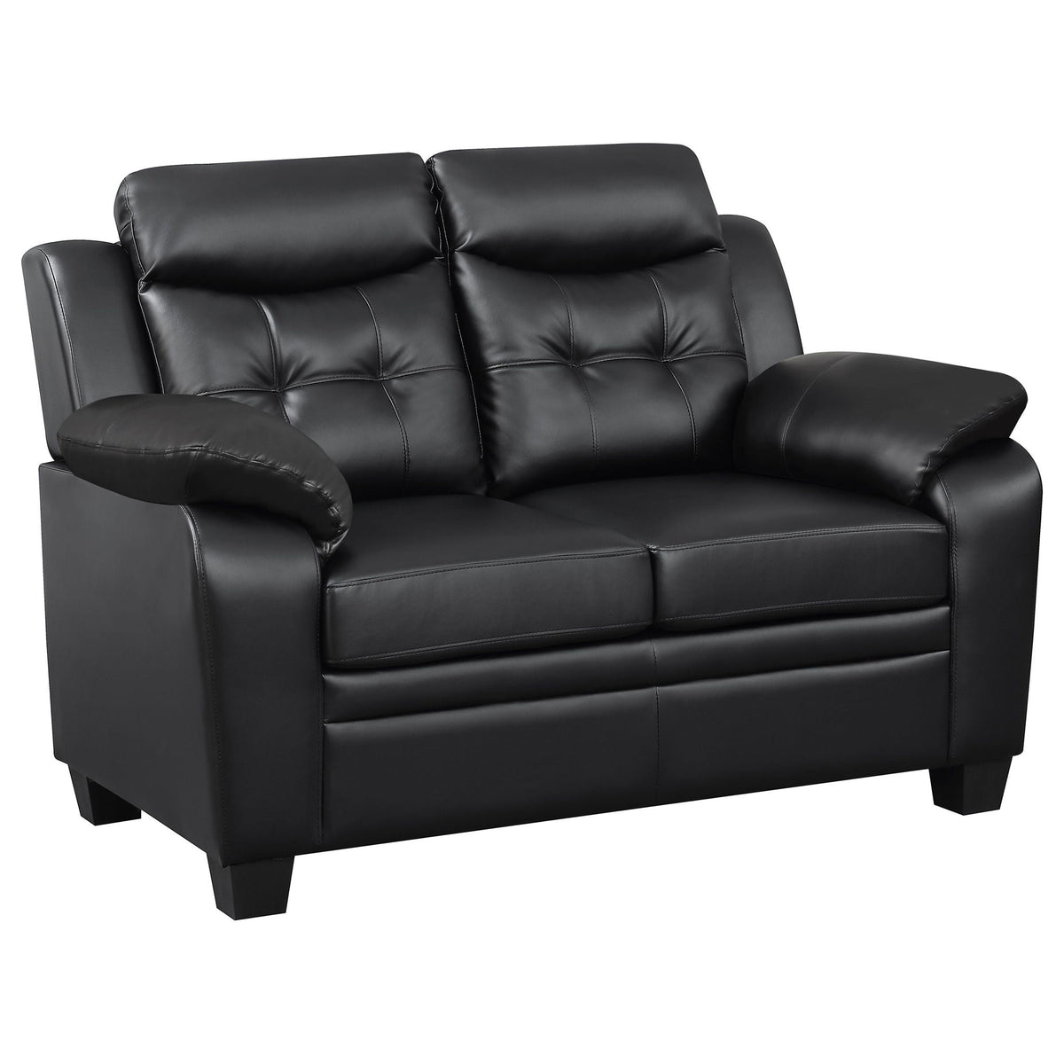 Finley Upholstered Padded Arm Tufted Loveseat Black by Unique Piece Furniture