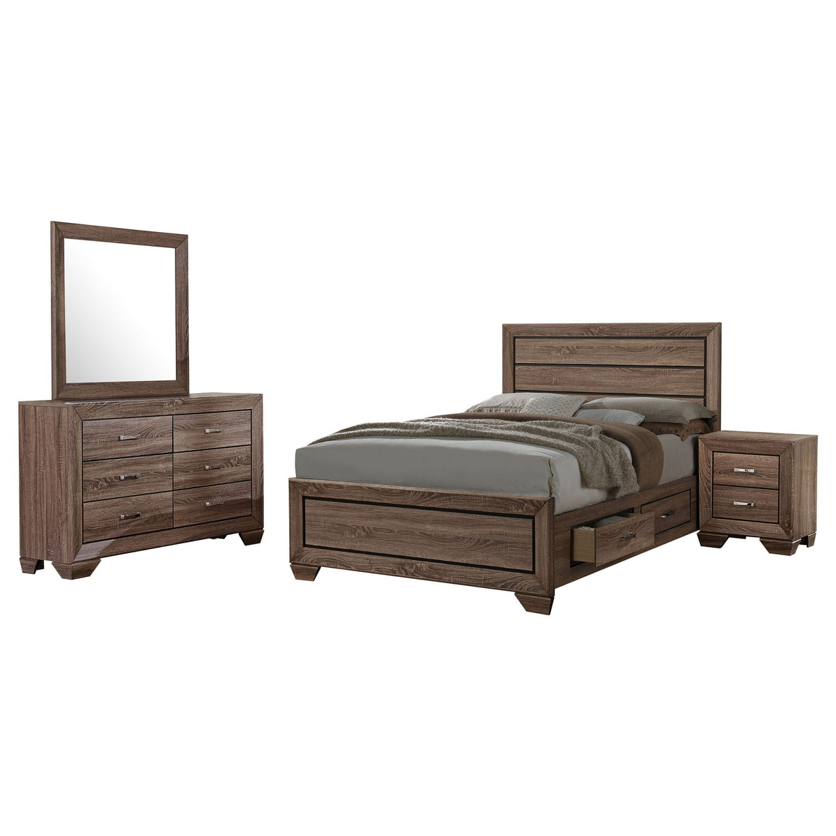 Kauffman 4-piece Queen Bedroom Set Washed Taupe by Unique Piece Furniture