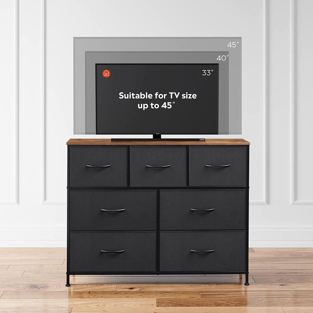 7 Drawer Dresser With Deep Storage And Wood Top Finish by ShipItFurniture