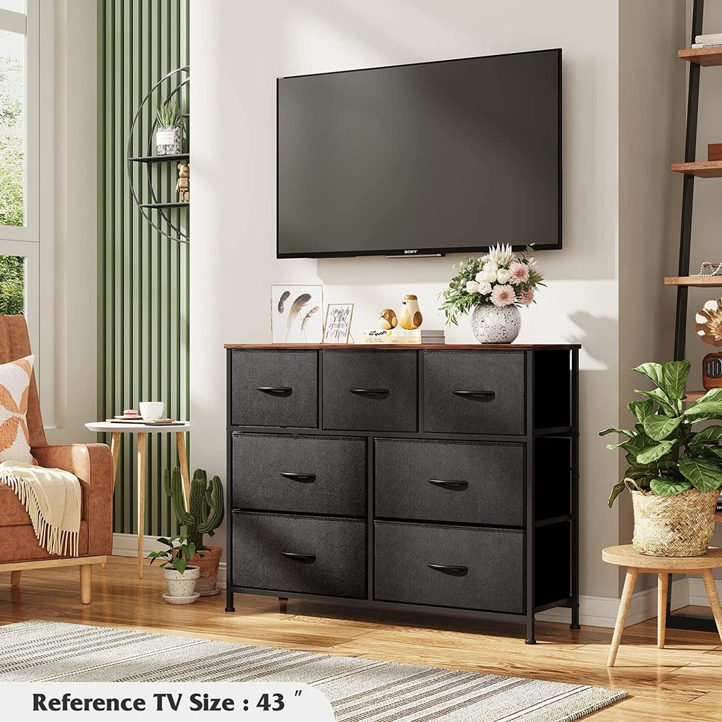 7 Drawer Dresser With Deep Storage And Wood Top Finish by ShipItFurniture