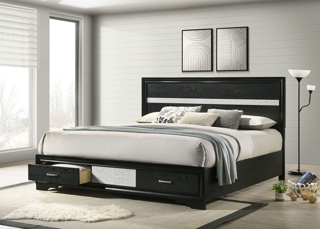 Miranda 51-inch Wood Eastern King Storage Panel Bed Black by Unique Piece Furniture