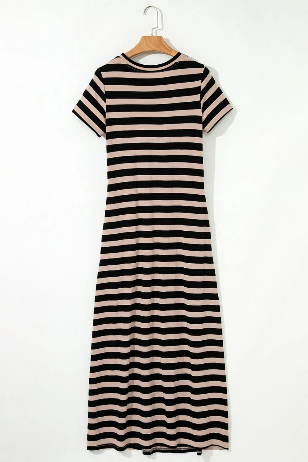 Stripe Casual Round Neck Tee Dress with Pockets by Simply Love