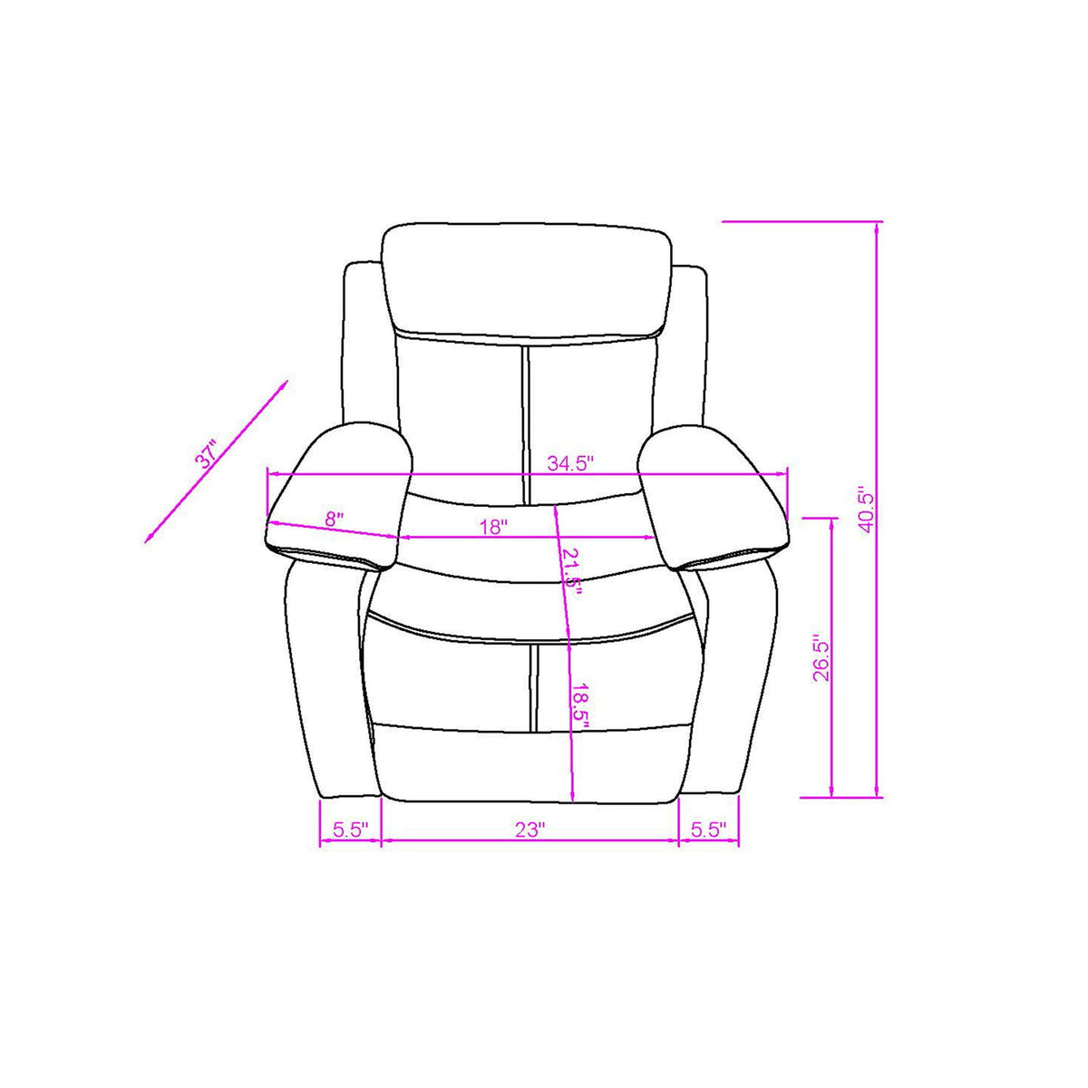 Blanche - Glider Recliner With LED, Pillow Top Arms by Unique Piece Furniture