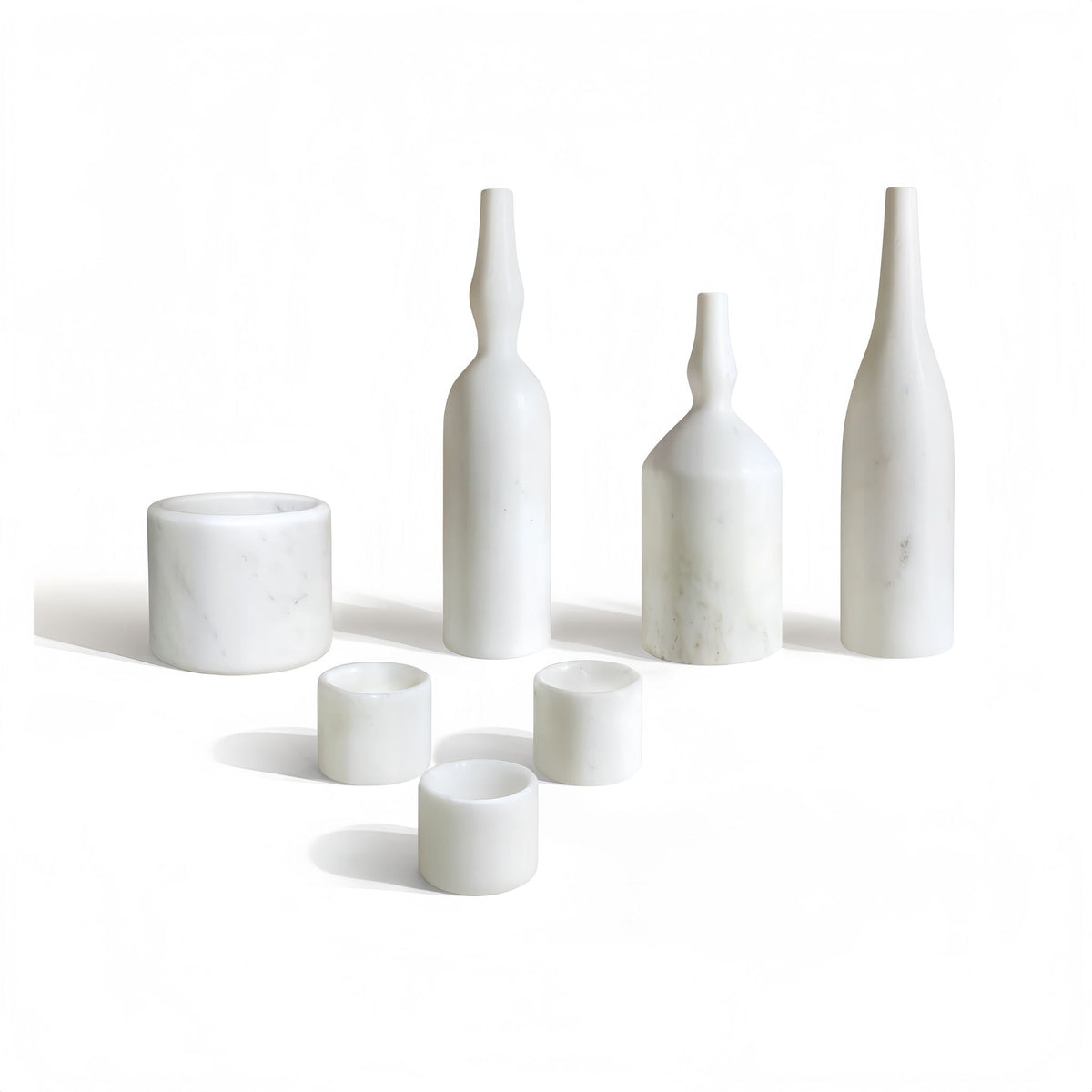 7 Pieces Luxury Natural Marble Living Room Accessories Set by Unique Piece Furniture