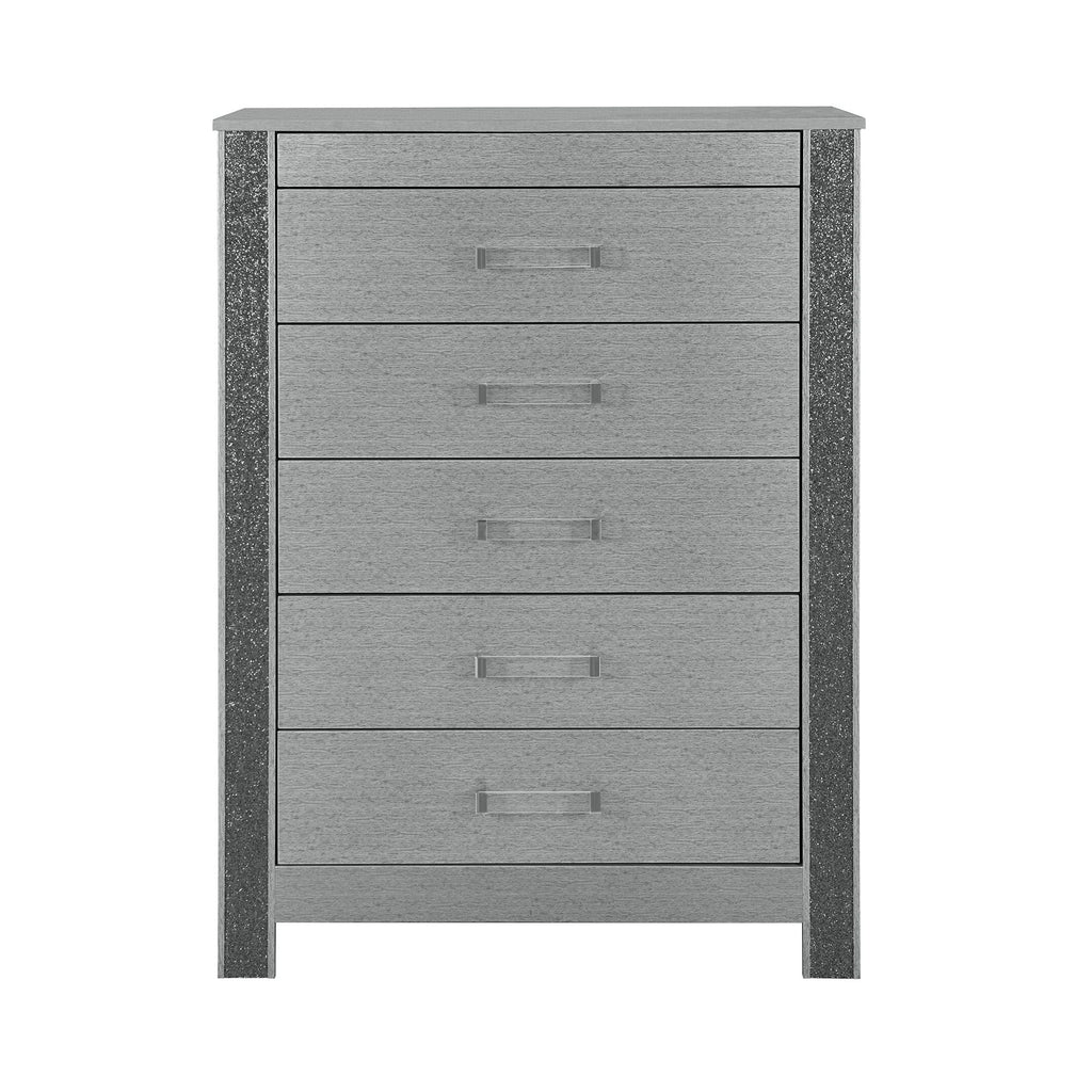Lorenzo - Chest With Hidden Jewelry Compartment And Bar Handle - Silver by Unique Piece Furniture