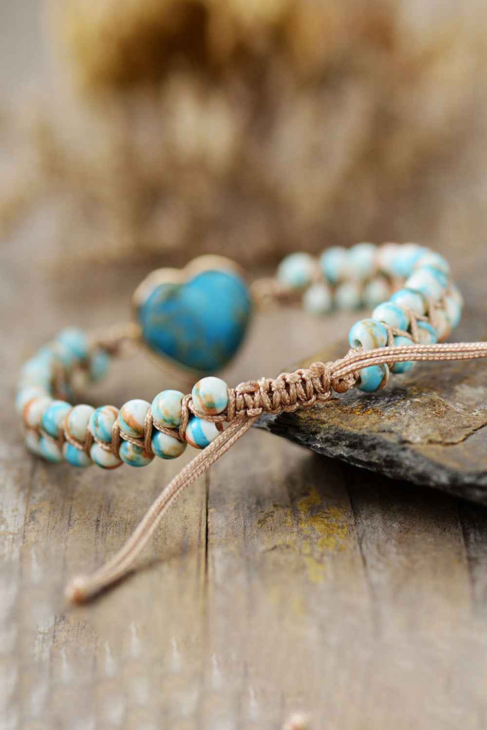 Handmade Heart Shape Natural Stone Bracelet by Wild and Free Boutique